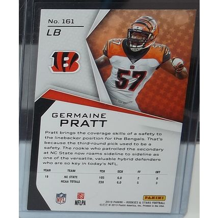 2019 Panini Rookies & Stars GERMAINE PRATT (Bengals) Rookie Card #161