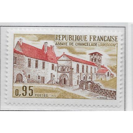 FRANCE 1970 MINT MOUNTED MH CHANCELADE ABBEY DORDOGNE TOURSIM RELIGIOUS SITE