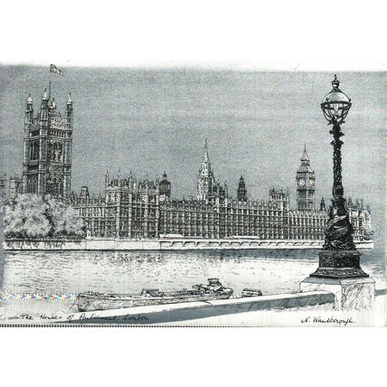 Houses of Parliament, London, Postcard