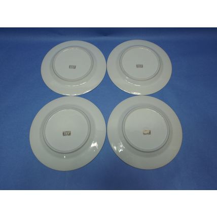 3 Pottery Barn Mugs Cups 4 Bread Plates Porcelain Hiraki Iridescent Purple Green