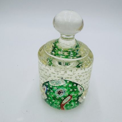 Vtg Fratelli Toso Murano Millefiori Control Bubble Art Glass Paperweight - Italy