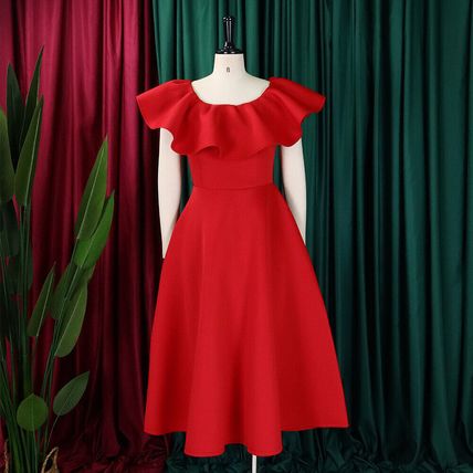 Fashion temperament ruffled large skirt swing party dress dress dress