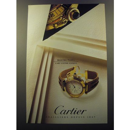1992 Cartier Montre Pasha Watch Advertisement - L'art D'etre Unique