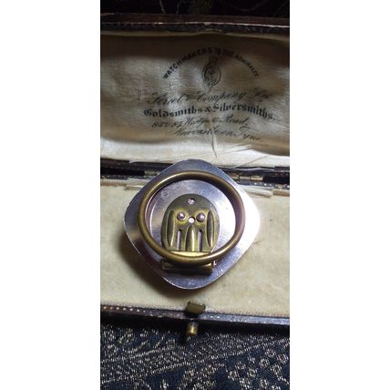 VINTAGE Square Rose Gold Western Germany Faux Mother of Pearl Rose SCARF CLIP