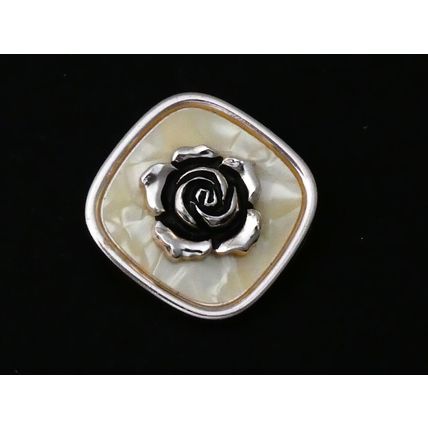 VINTAGE Square Rose Gold Western Germany Faux Mother of Pearl Rose SCARF CLIP