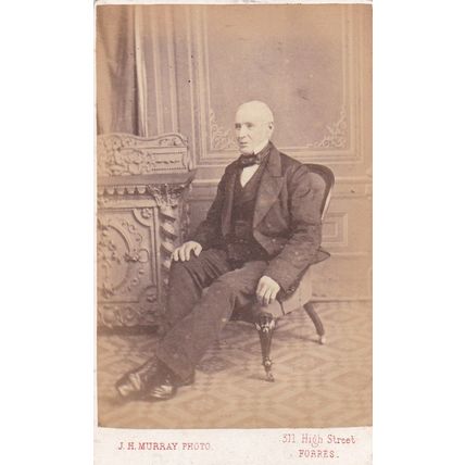 VICTORIAN CDV PHOTO -ALEXANDER WOOD. SEATED OLDER MAN BY J.H. MURRAY, FORRES.
