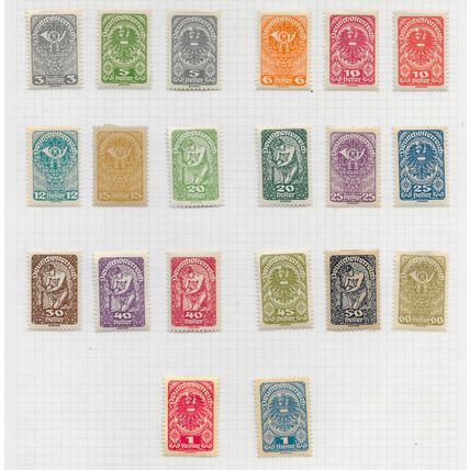 AUSTRIA MH & MNH SELECTION PRE WAR STAMPS 112 COUNT NEWSPAPER AIRS ARMS ARTS ETC