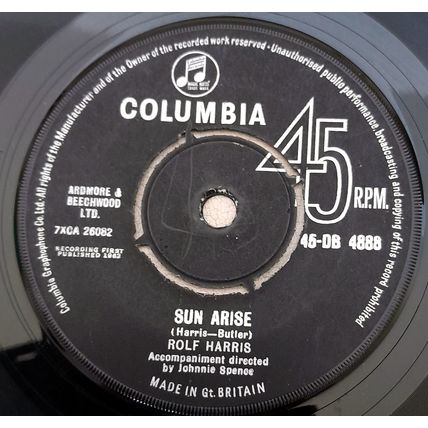 Rolf Harris : Sun Arise : 45 rpm single : 1962