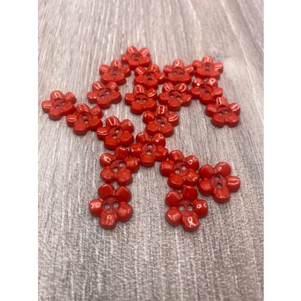 15mm Red Baby and Children's Flower Buttons 2 Hole Acrylic Cardigans Knitting