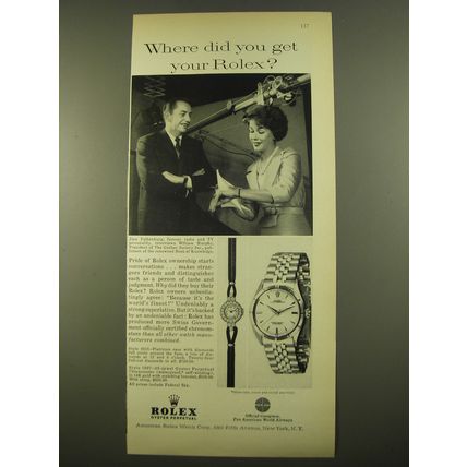 1961 Rolex Style 6016 and 1007 Watches Advertisement - Jinx Falkenburg