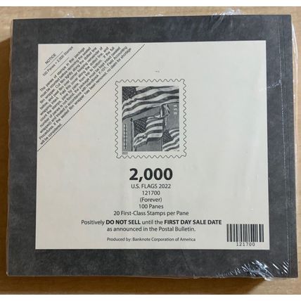 US Flags Full Sealed Pad of 100 Sheets (2000 Stamps) Scott 5339