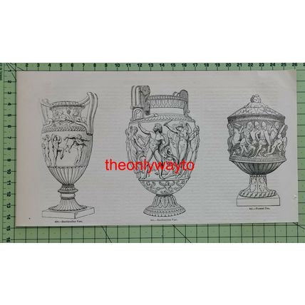 Roman Bacchanalian Vases & Urn, Book Illustration (Print), 1850
