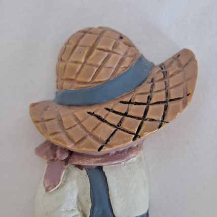 Country Straw Hat BOY & GIRL WALL HOOK Pilgrim Amish Farmer Coat Towel Hanger