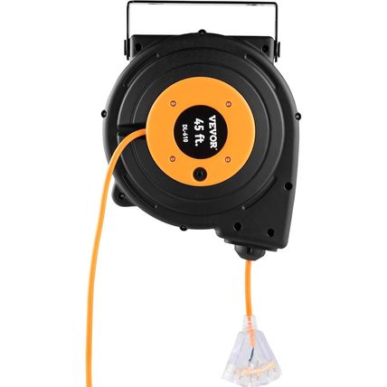 VEVOR Retractable Extension Cord Reel, 50 FT Heavy Duty 14AWG/3C SJTOW Power Cor