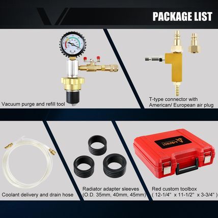 Automotive Radiator Coolant Vacuum Refill Tool Kit, Engine Cooling System Vacuum