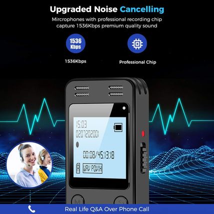 128GB Digital Voice Recorder for Lectures Meetings - EVIDA 9296 Hours Voice Acti