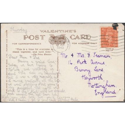 Edinburgh Castle and Ross Fountain, 1943 - Valentine's RP Postcard