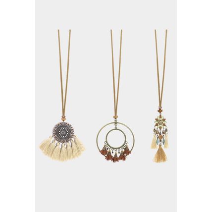 Multicolor 3pcs Bohemian Retro Tasseled Pendant Necklace
