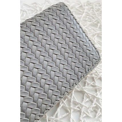 Medium Grey Woven Textured Zip Around Long Wallet