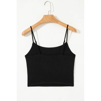 Black Spaghetti Strap Skinny Fit Cropped Tank Top