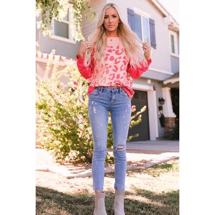 Pink Bleached Cheetah Print Sweatshirt