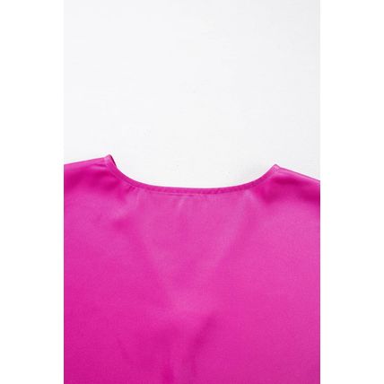 Bright Pink Silky V Neck Dolman Blouse