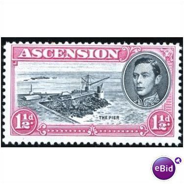 Ascension KGVI 1953 1½d Black & Bright Rose Carmine Mounted Mint SG 40f Sc 55a