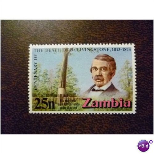 Zambia 1973 Livingstone Death Centenary 25n unmounted mint stamp SG195 heart