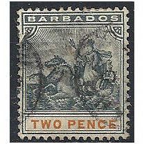 Barbados 1899 SG108 2d Slate-Black & Orange Fine Used . . .