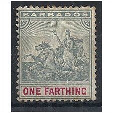 Barbados 1892 SG105 1/4d Slate Grey & Carmine Mounted Mint . ..