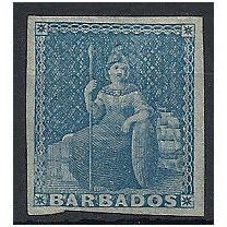 Barbados 1852 SG3 (1d) Blue Mounted Mint . ..