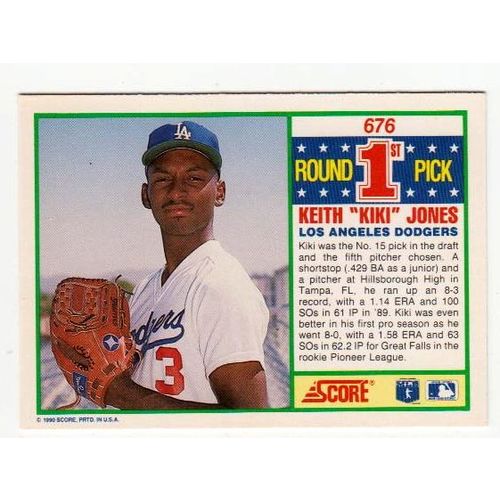 1990 Score Keith Kiki Jones RC rookie card #676 – Dodgers