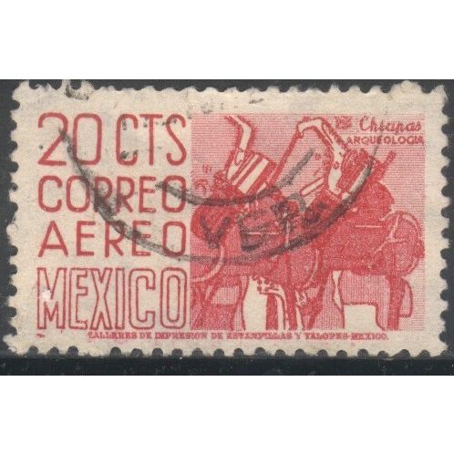 Mexico 1950 (Air) - SG899a - 20c red - Mayan Frescoes - used