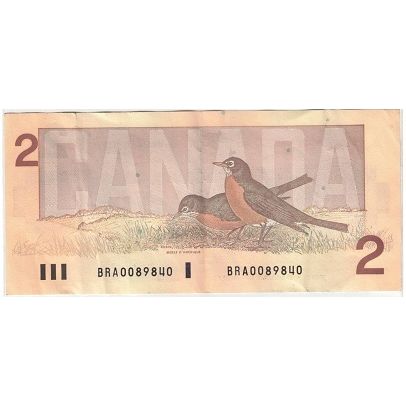BANK OF CANADA 2 DOLLAR banknote BRA0089840 (1986)