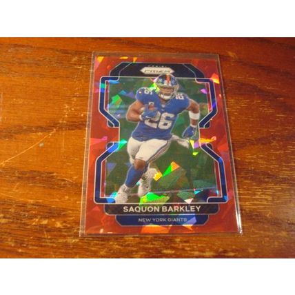 2021 Panini Prizm, Red & Gold Cracked Ice Prizms, SAQUON BARKLEY, 2-Cards