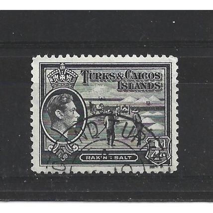 Turks&Caicos.SG194 1/4d Raking Salt (Black).Fine Used.Aug24a