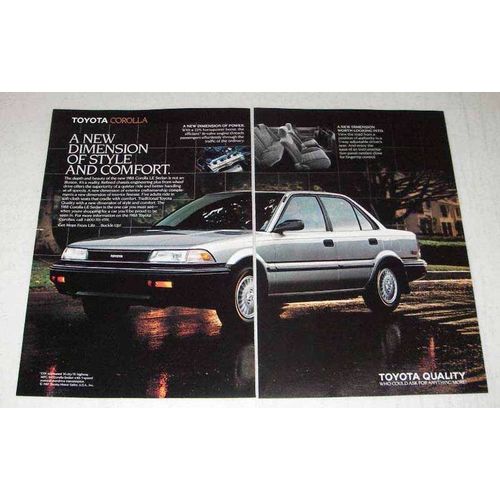 1988 Toyota Corolla LE Sedan Car Ad - Style and Comfort
