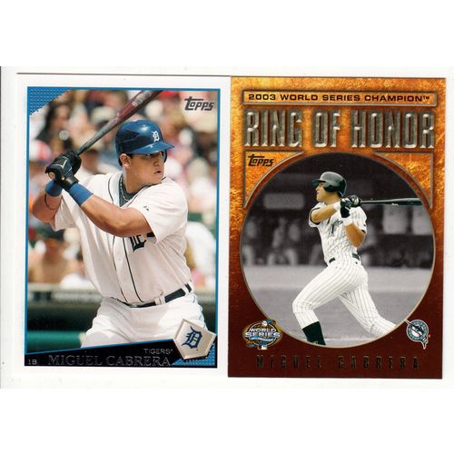 Miguel Cabrera TWO lot 2009 Topps- Ring of Honor insert RH63 & base card #320