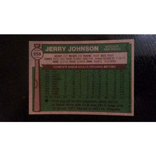 1976 Topps Card # 658 Jerry Johnson Very Good-Excellent (4) San Diego Padres