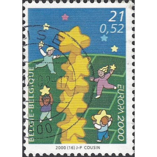 BELGIUM, Europa, Star Tower, green & blue 2000, 21F, €0.52, #2
