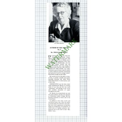 9055) Dr Phyllis Bentley Author Halifax - 1967 Cutting