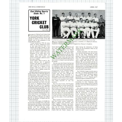 9680) York Cricket Club - 1967 Article