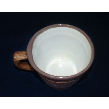 Wooden look brown 3 ¼” coffee cup ceramic nice condition