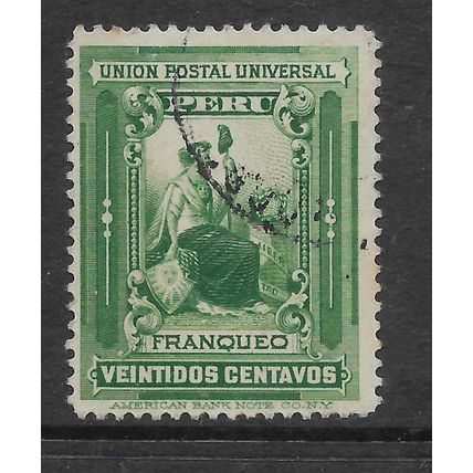PERU 1895 INSTALLATION OF PRESIDENT NICOLAS DE PIEROLA 2c GREEN SG329 FINE USED