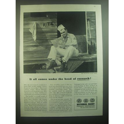 1945 National Dairy Products Corporation Ad - comes under the head of research