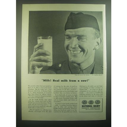 1945 National Dairy Products Corporation Ad - Milk! Real milk from a cow!