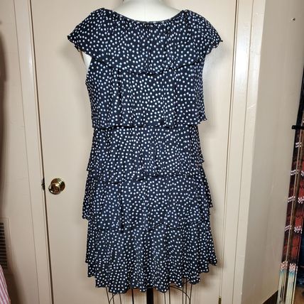 Style & Co Layered Ruffle Dress - XL - Black & White Dots