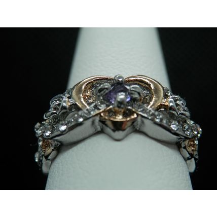 Ring Engagement Promise Heart Shaped Two Tone Ring #79 USA Seller