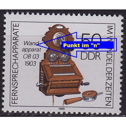 GERMANY DDR [1989] MiNr 3228 F36 ( **/mnh ) [01] Plattenfehler