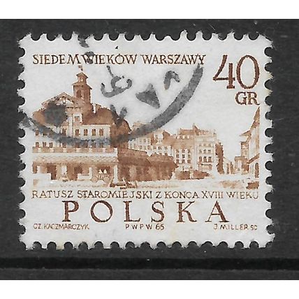 POLAND 1965 ANNIV OF WARSAW 40gr OLD TOWN HALL SG 1578 FINE USED